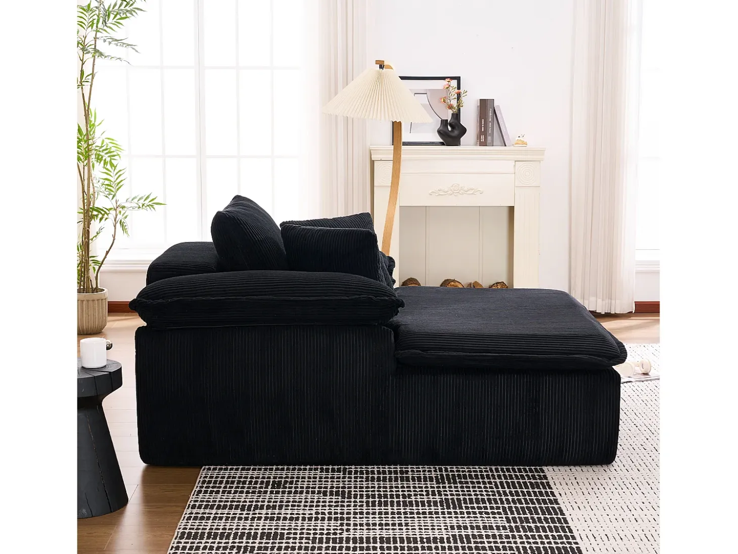 Sofá 177x122x92cm diseño sin armazon listo para usar espuma alta densidad pana Negro