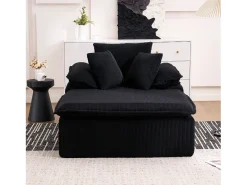 Sofá 177x122x92cm diseño sin armazon listo para usar espuma alta densidad pana Negro