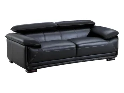 Sofa 3 plazas de piel color negro MACELO