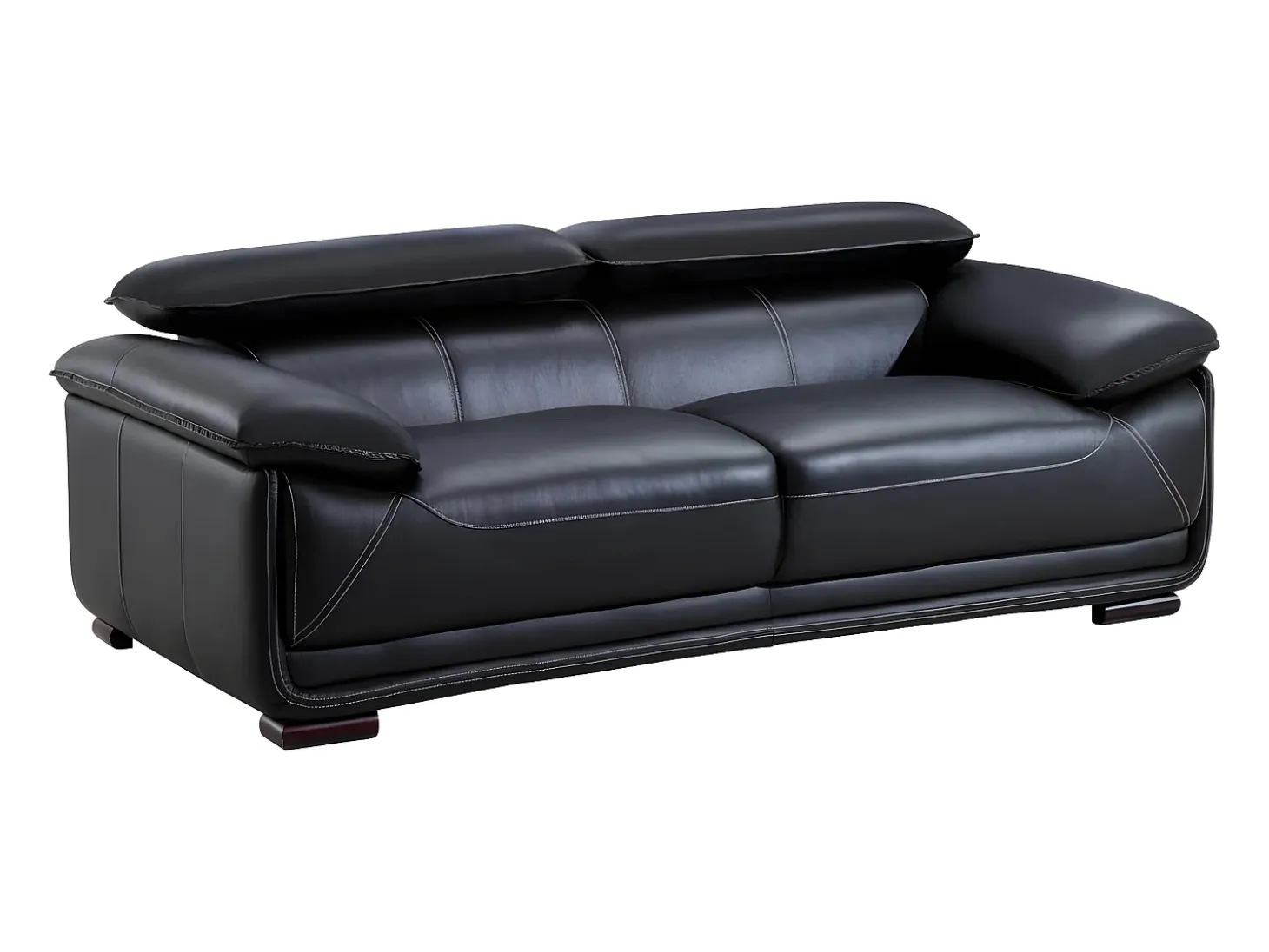 Sofa 3 plazas de piel color negro MACELO