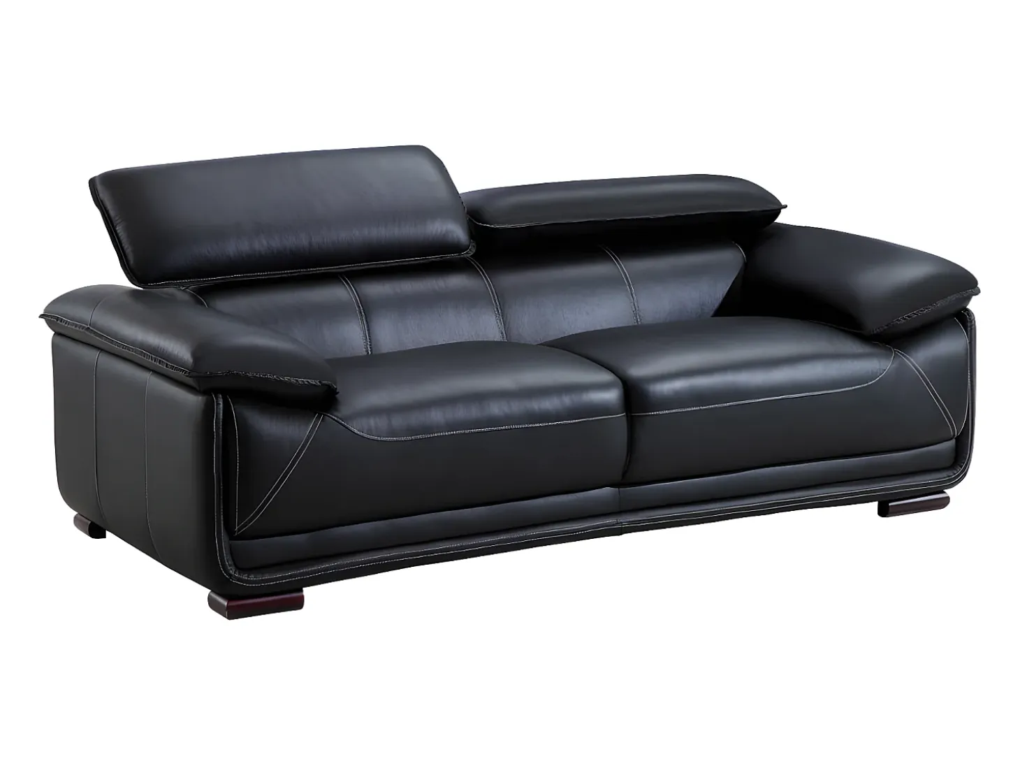 Sofa 3 plazas de piel color negro MACELO