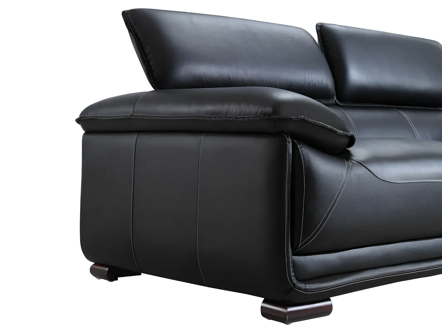 Sofa 3 plazas de piel color negro MACELO
