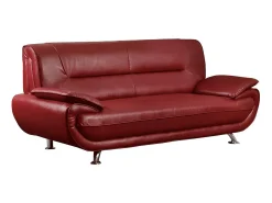 Sofa 3 plazas de piel sintetica rojo NIGEL