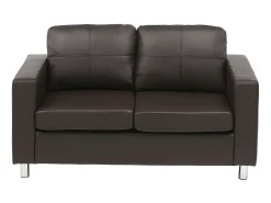 Sofa 2 plazas de piel sintetica color marrón ACKLEY