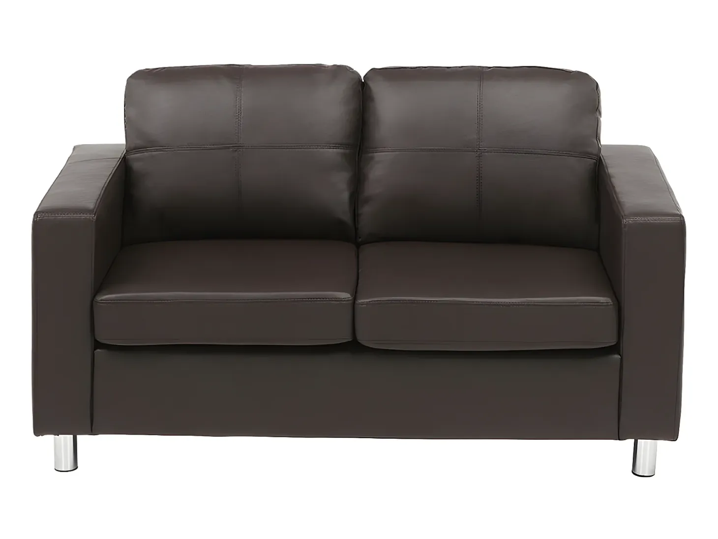 Sofa 2 plazas de piel sintetica color marrón ACKLEY