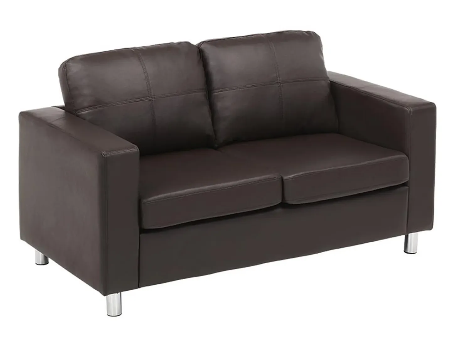 Sofa 2 plazas de piel sintetica color marrón ACKLEY