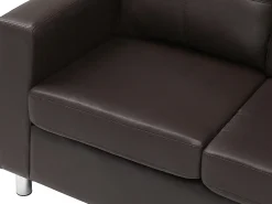 Sofa 2 plazas de piel sintetica color marrón ACKLEY
