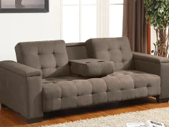 Sofa cama 3 plazas clic-clac de microfibra, marrón DEVONSHIRE