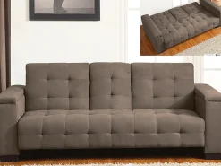 Sofa cama 3 plazas clic-clac de microfibra, marrón DEVONSHIRE