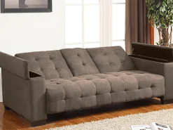 Sofa cama 3 plazas clic-clac de microfibra, marrón DEVONSHIRE