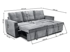 Sofa Cama Chaise Longue Pau 215cm Beige