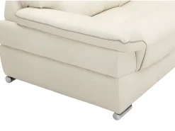 Sofa de 3 plazas de piel de becerro blanco marfil THIBAULT