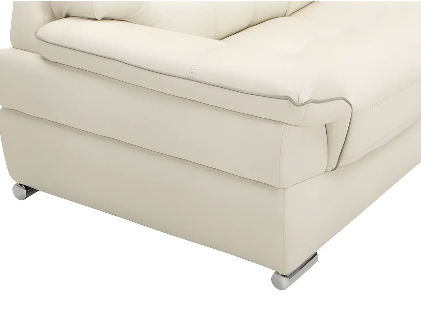 Sofa de 3 plazas de piel de becerro blanco marfil THIBAULT