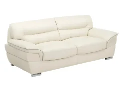 Sofa de 3 plazas de piel de becerro blanco marfil THIBAULT