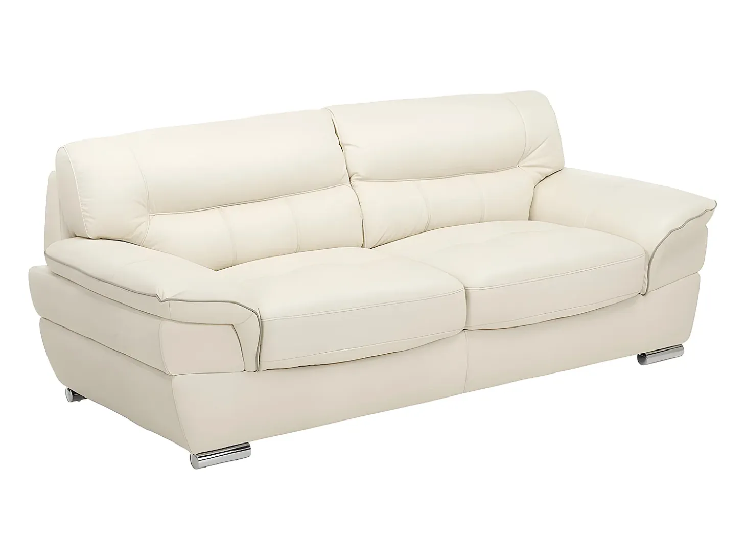 Sofa de 3 plazas de piel de becerro blanco marfil THIBAULT