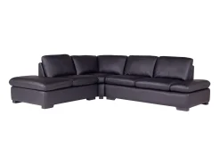 Sofa rinconera de piel, negro, angulo izquierdo ONYX II