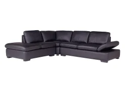 Sofa rinconera de piel, negro, angulo izquierdo ONYX II
