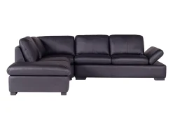 Sofa rinconera de piel, negro, angulo izquierdo ONYX II