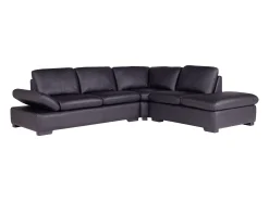 Sofa rinconera de piel, negro, angulo derecho ONYX II
