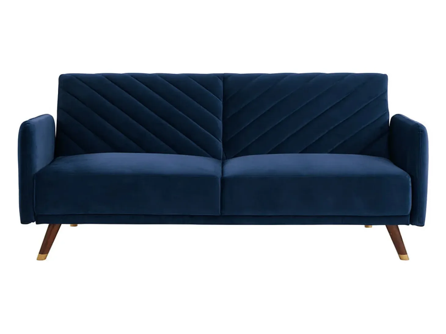 Sofá-cama 3 plazas tipo clic-clac de terciopelo azul JORIS
