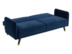 Sofá-cama 3 plazas tipo clic-clac de terciopelo azul JORIS