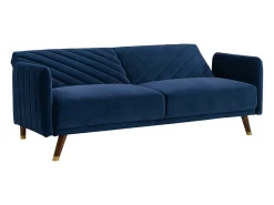 Sofá-cama 3 plazas tipo clic-clac de terciopelo azul JORIS