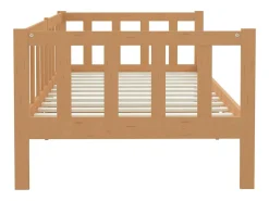 Sofá-cama de madera rústico marrón 66x203x98 cm