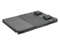 Sofá-Cama Plegable SucceBuy, 3 en 1 con 2 Almohadas, Gris Oscuro, Queen