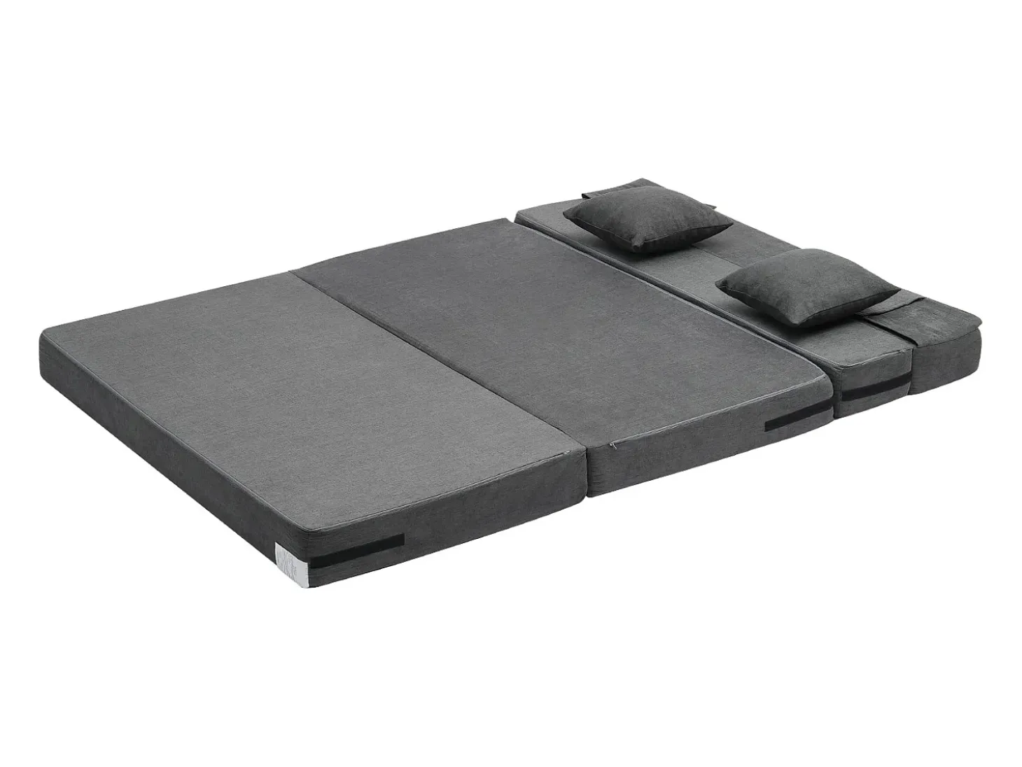 Sofá-Cama Plegable SucceBuy, 3 en 1 con 2 Almohadas, Gris Oscuro, Queen
