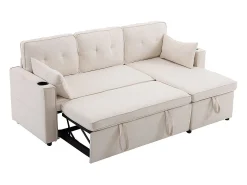 Sofás con función de dormir, sofás en forma de L, muebles tapizados, sofás, tumbonas con portavasos,Beige