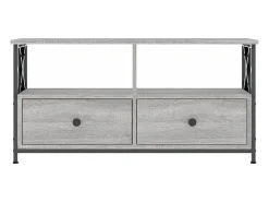 Sophie-Bernadette-Marie Mueble TV erro y madera contrachapada gris Sonoma 90x33x45 cm