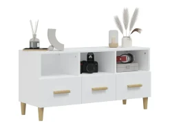 Sophie-Françoise Mueble de TV madera contrachapada blanco brillo 102x36x50 cm