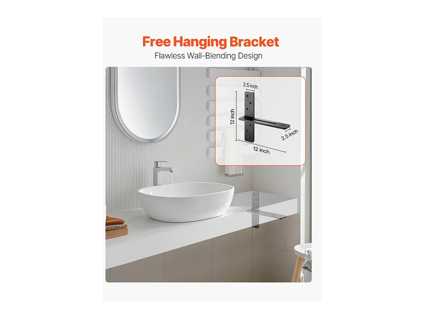 Soporte de Estante Flotante SucceBuy, 30.48x7.35x30.48 cm, Soportes de Pared Invisibles en T Robustos, Lote de 2, Capacidad de Carga 90 kg, con Tornillos
