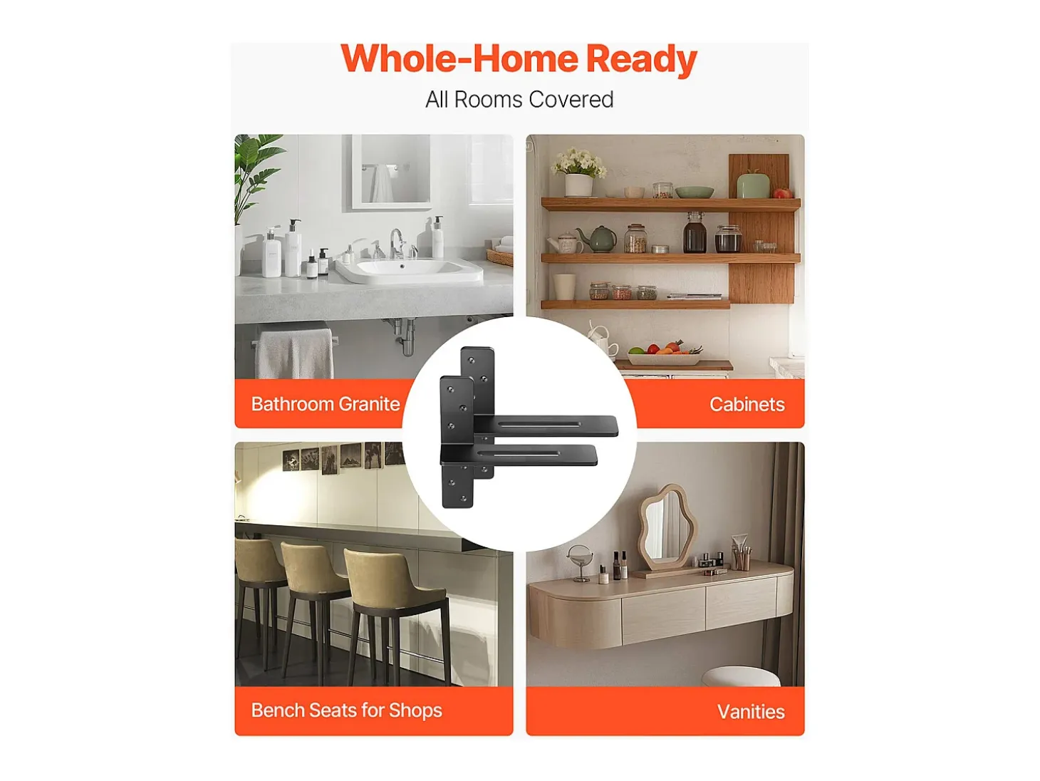 Soporte de Estante Flotante SucceBuy, 30.48x7.35x30.48 cm, Soportes de Pared Invisibles en T Robustos, Lote de 2, Capacidad de Carga 90 kg, con Tornillos