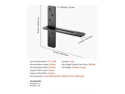 Soporte de Estante Flotante SucceBuy, 30.48x7.35x30.48 cm, Soportes de Pared Invisibles en T Robustos, Lote de 2, Capacidad de Carga 90 kg, con Tornillos
