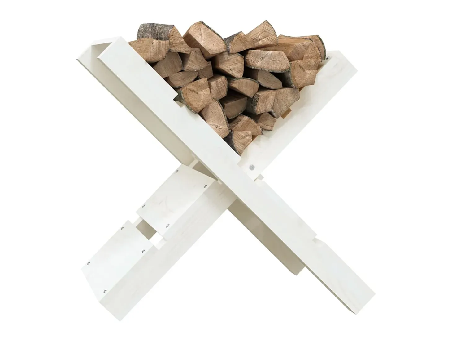 Soporte de leña blanco madera maciza de pino 47x39,5x48 cm ES827860