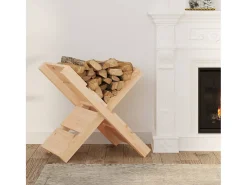 Soporte de leña madera maciza de pino 47x39,5x48 cm ES368478