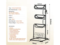 Soporte de Sillas de Montar Autoportante SucceBuy, con 3 Niveles para Sillas Inglesas y Western