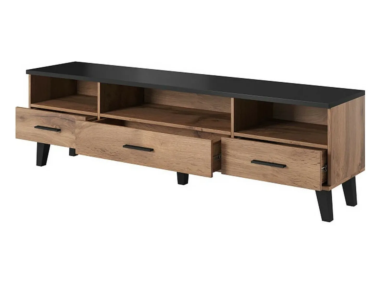 Soporte de TV de 180 cm negro mate y roble Colin