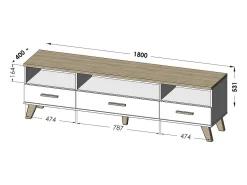 Soporte de TV de 180 cm negro mate y roble Colin
