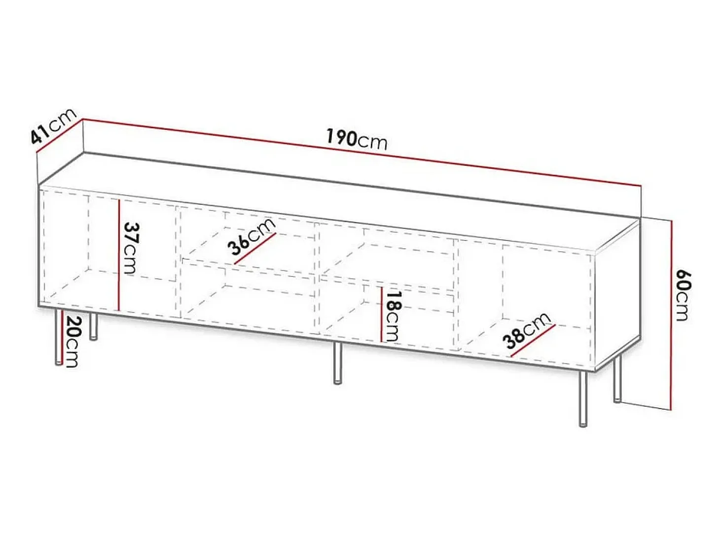 Soporte de TV de diseño Mokt negro mate de 190 cm