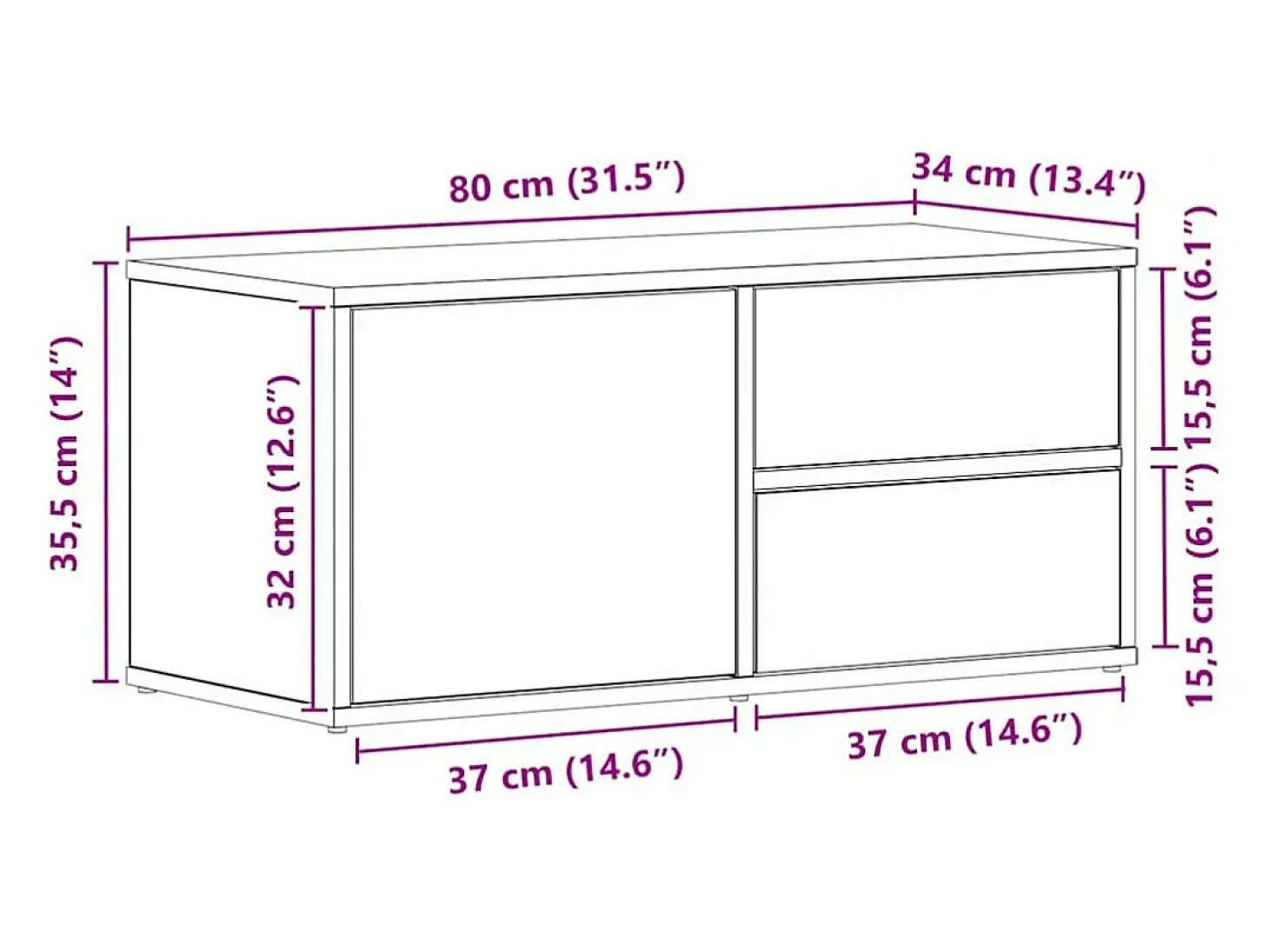 Soporte de TV Negro 80 x 34 x 35.5 cm Madera contrachapada