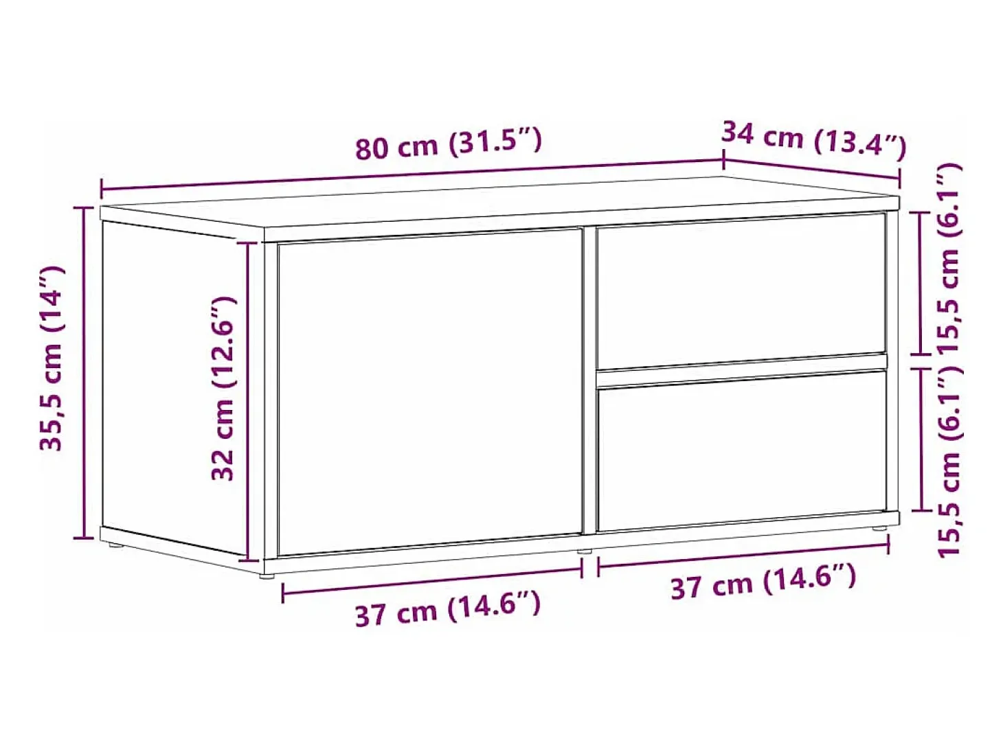 Soporte de TV Negro 80 x 34 x 35.5 cm Madera contrachapada