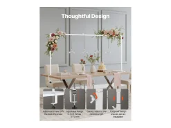 Soporte de Vara de Mesa SucceBuy con Pinzas, Soporte Arco de Mesa, Altura Ajustable 33-106.7 cm Longitud Ajustable 71.1-249 cm, Marco Arco Metal