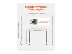 Soporte de Vara de Mesa SucceBuy con Pinzas, Soporte Arco de Mesa, Altura Ajustable 33-107 cm Longitud Ajustable 71.1-249 cm, Marco de Arco Metal