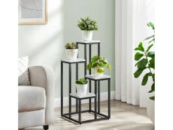 Soporte flores Valora 4 estantes mármol blanco patas negras