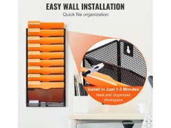 Soporte Mural SucceBuy File Wall Shelf Mesh Wall File Holder 1 Pieza 10 Bolsas para Oficina y Escuela