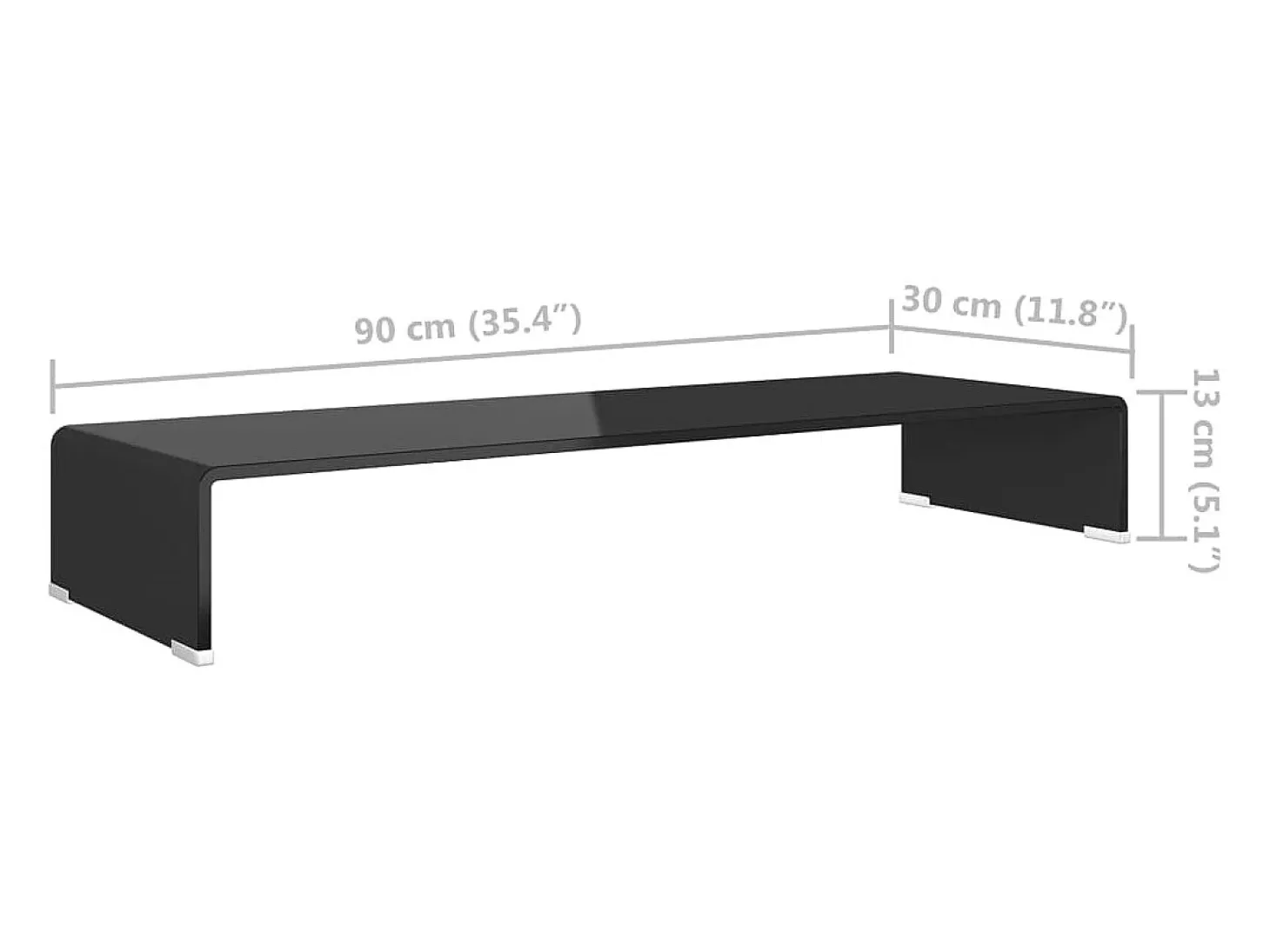 Soporte para TV/Elevador monitor cristal negro 90x30x13 cm