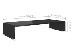 Soporte para TV/Elevador monitor cristal negro 60x25x11 cm