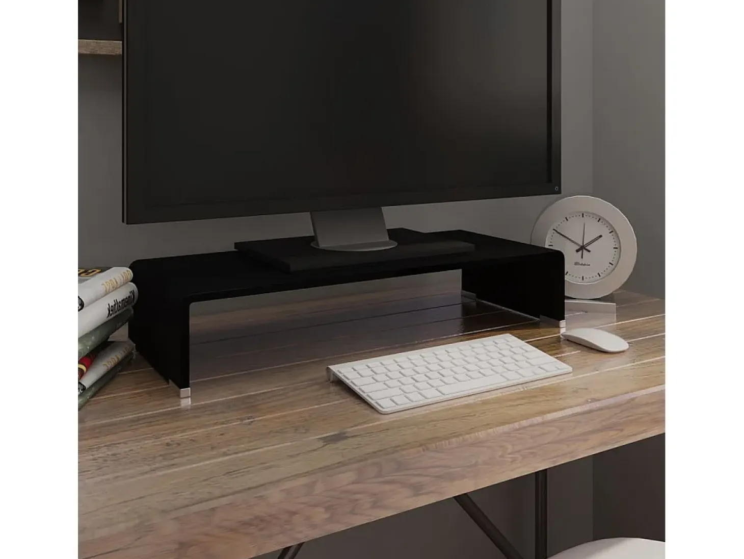 Soporte para TV/Elevador monitor cristal negro 60x25x11 cm